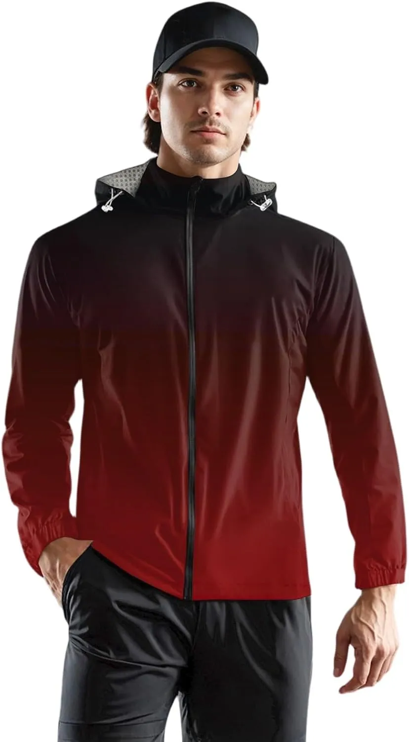 Rain Jacket Men 2025 Lightweight Waterproof Hooded Rain Jacket Outdoor Zip Up Raincoat Shell Jacket for Hiking Travel Hoodies