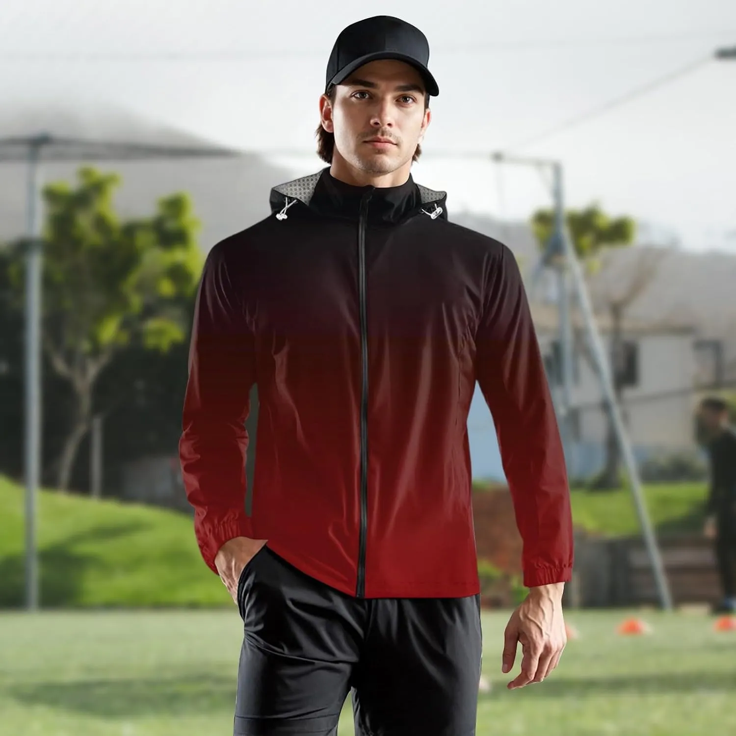 Rain Jacket Men 2025 Lightweight Waterproof Hooded Rain Jacket Outdoor Zip Up Raincoat Shell Jacket for Hiking Travel Hoodies