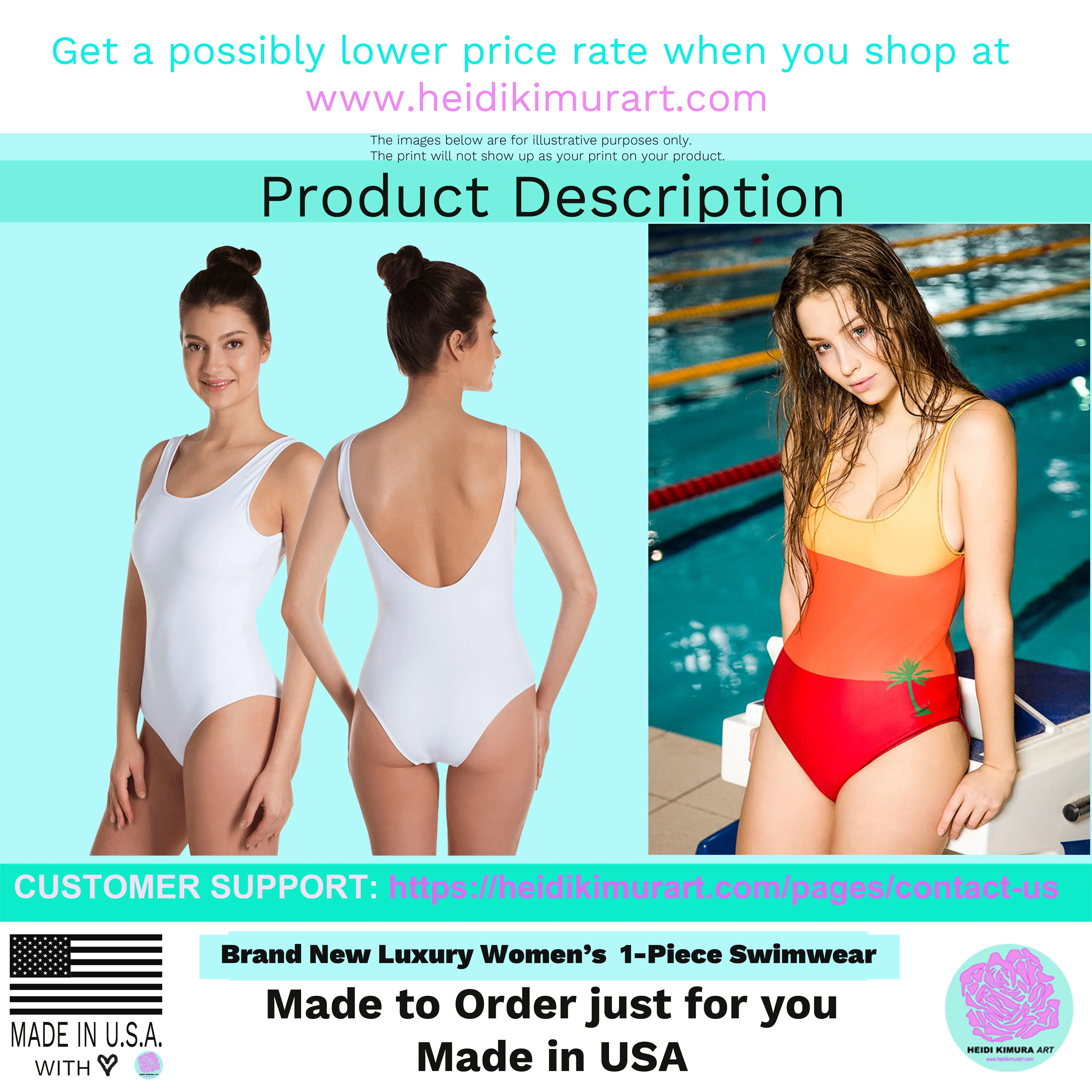 Rainbow Ombre Women's Swimwear, Bright Colorful One-Piece Swimsuit-Made in USA/EU