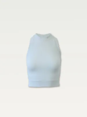 Ribbed Halter Tank in Ice Cube Blue