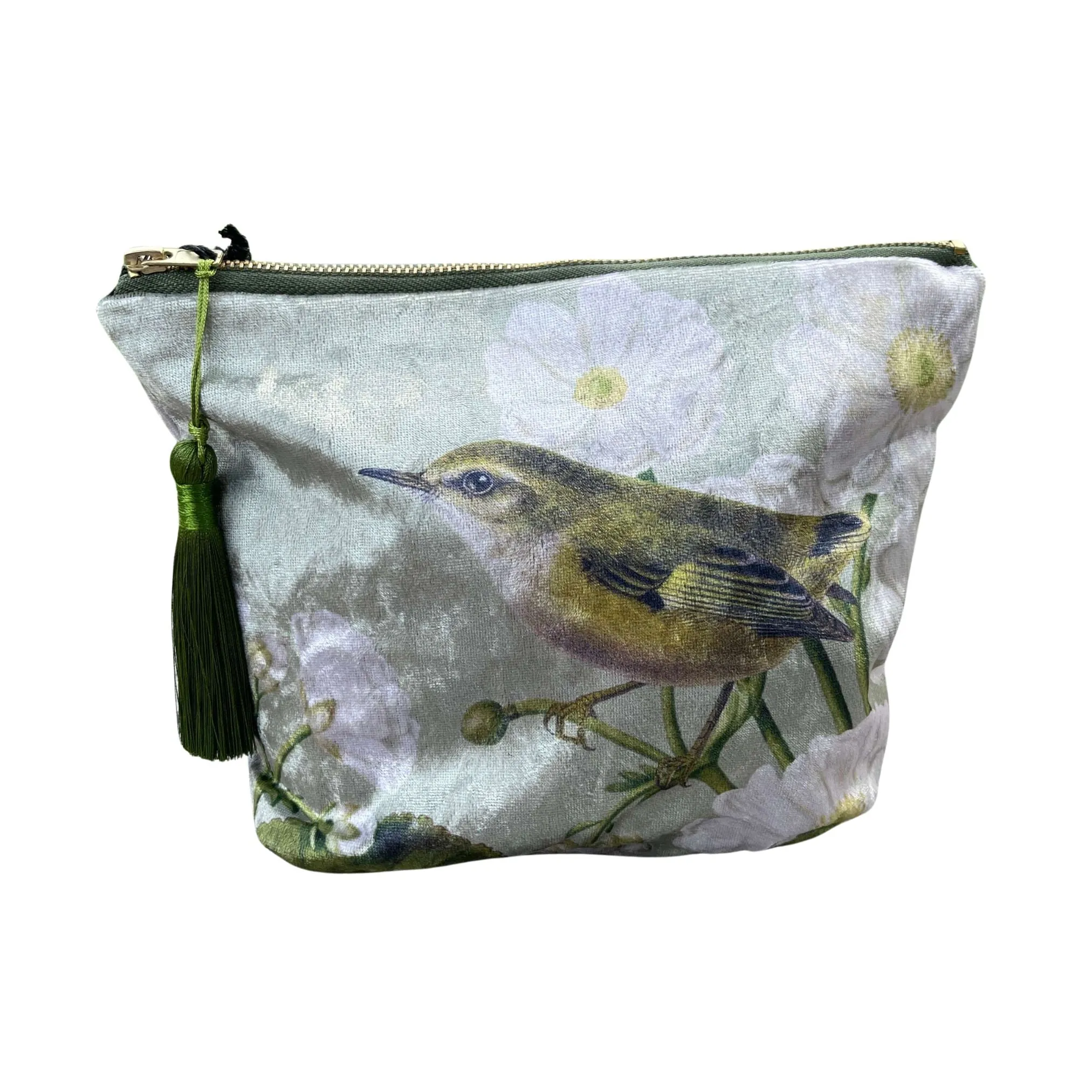 Rifleman and Mt Cook Lily Velvet Cosmetic Bag
