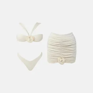 Satie Élégance Set – White – Floral gathered skirt