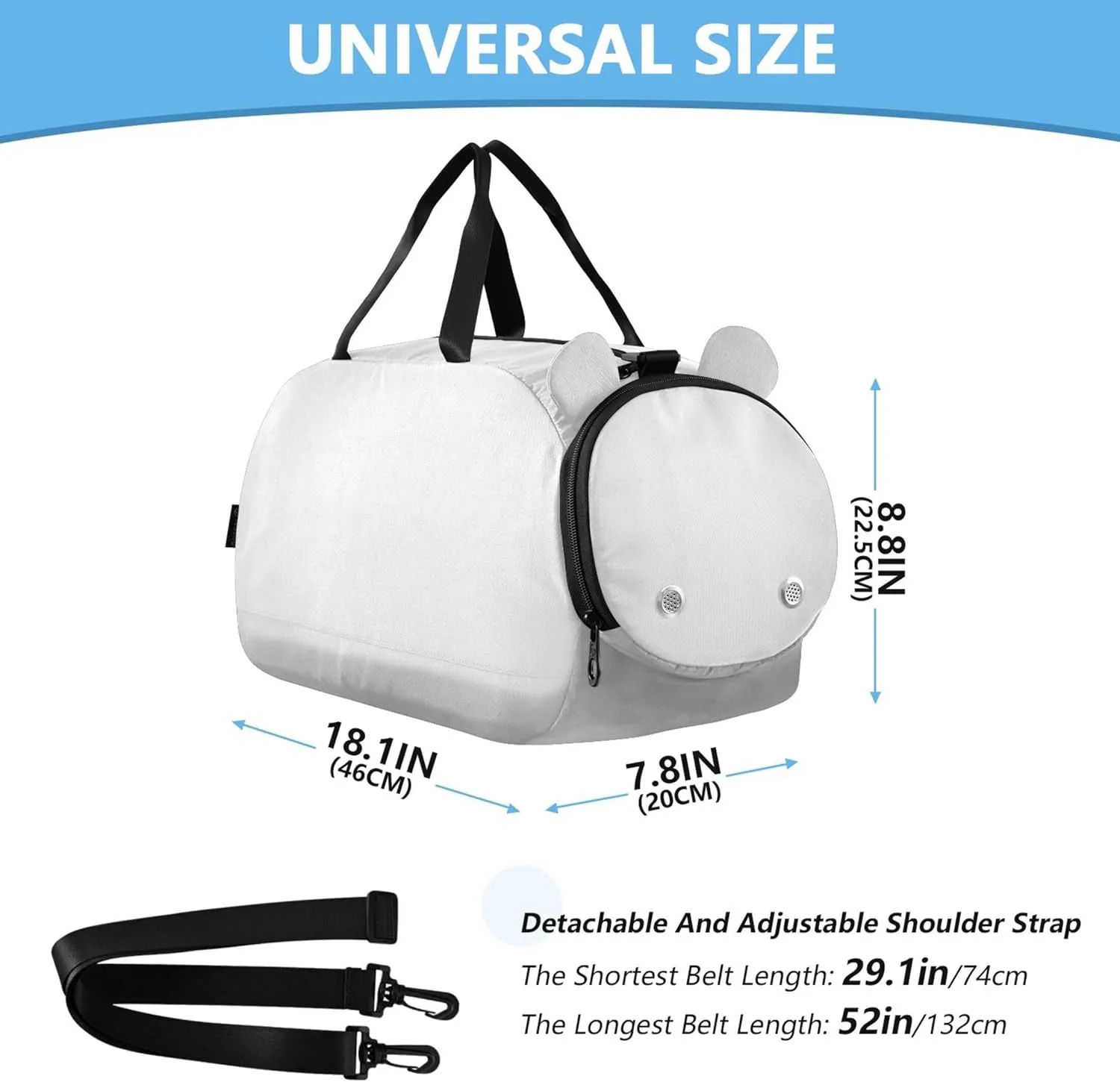 Solid White Girls Tote Duffle Bags Travel Overnight Weekender Duffel Shoe Compartment Boys Carry on Duffel Bag