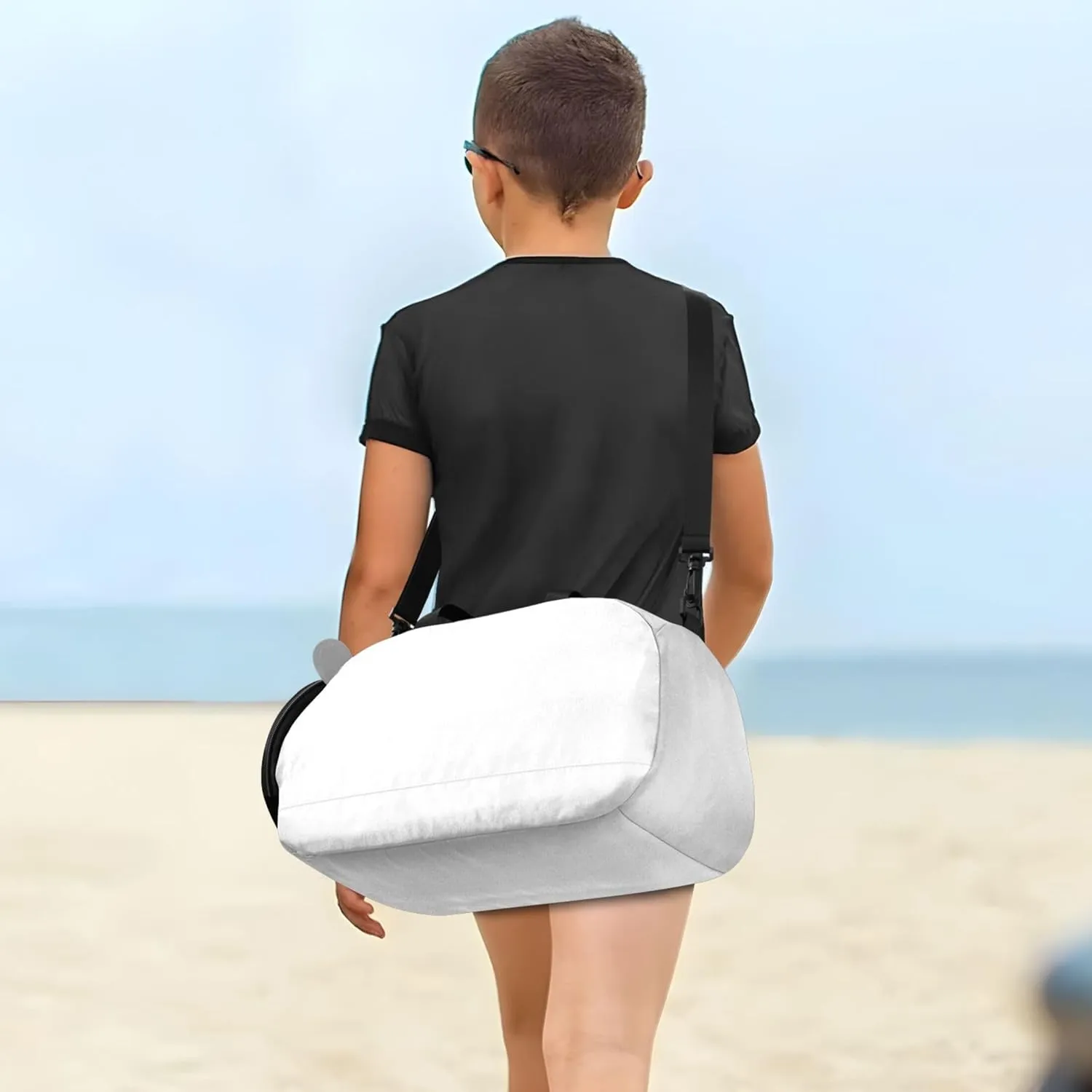 Solid White Girls Tote Duffle Bags Travel Overnight Weekender Duffel Shoe Compartment Boys Carry on Duffel Bag