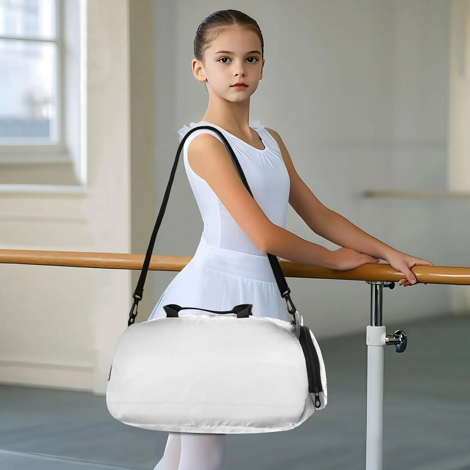 Solid White Girls Tote Duffle Bags Travel Overnight Weekender Duffel Shoe Compartment Boys Carry on Duffel Bag