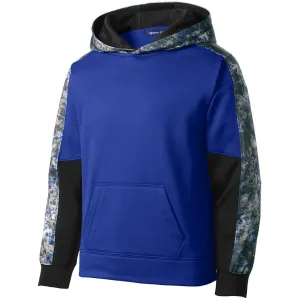 Sport-Tek Youth True Royal/True Royal Sport-Wick Mineral Freeze Fleece Colorblock Hooded Pullover