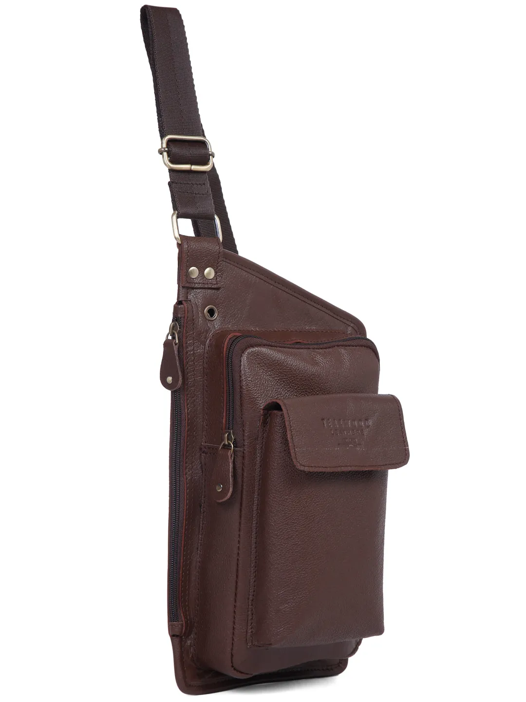 Teakwood Genuine Leather Cross Body Messenger Brown Bag