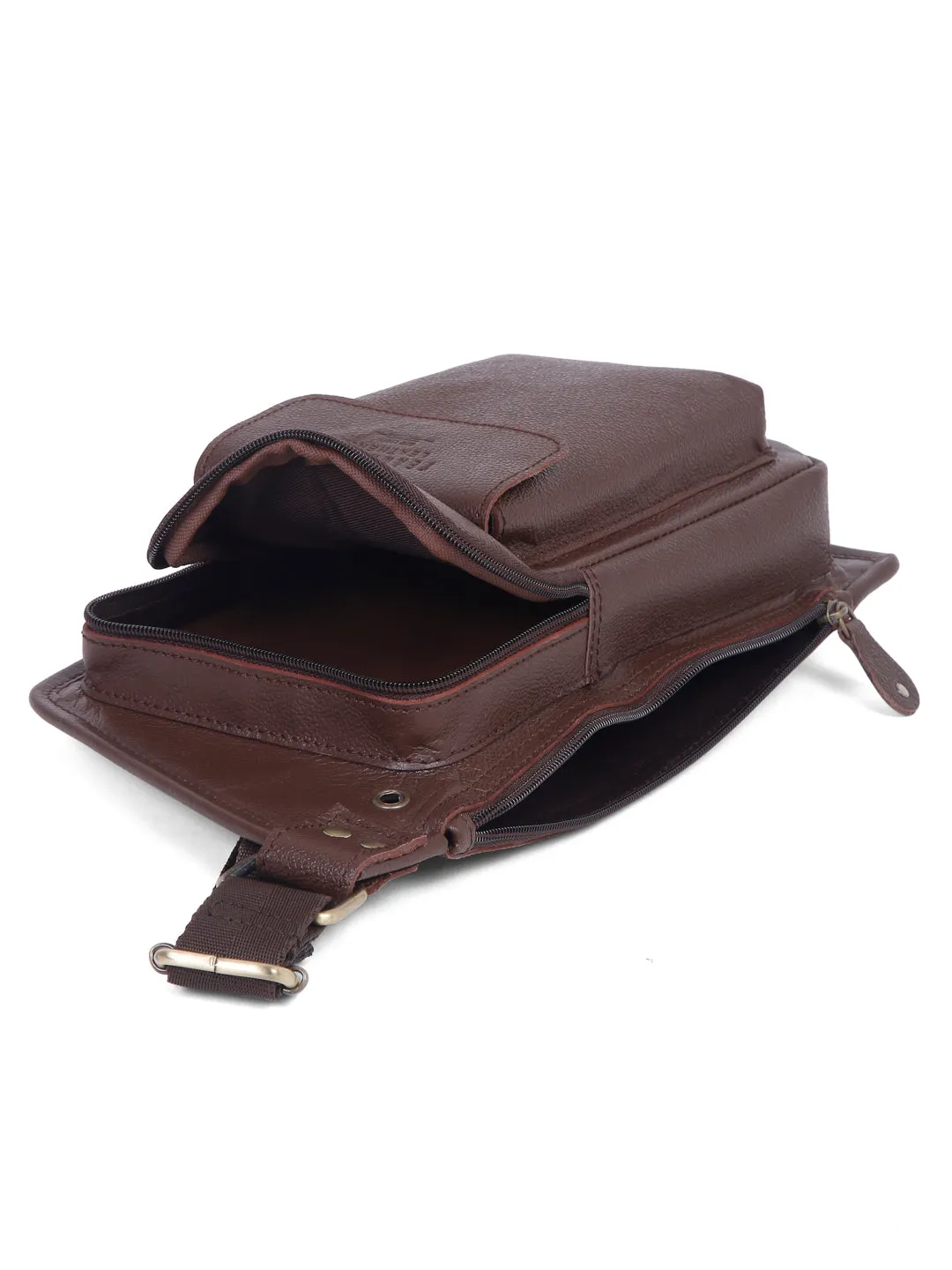 Teakwood Genuine Leather Cross Body Messenger Brown Bag
