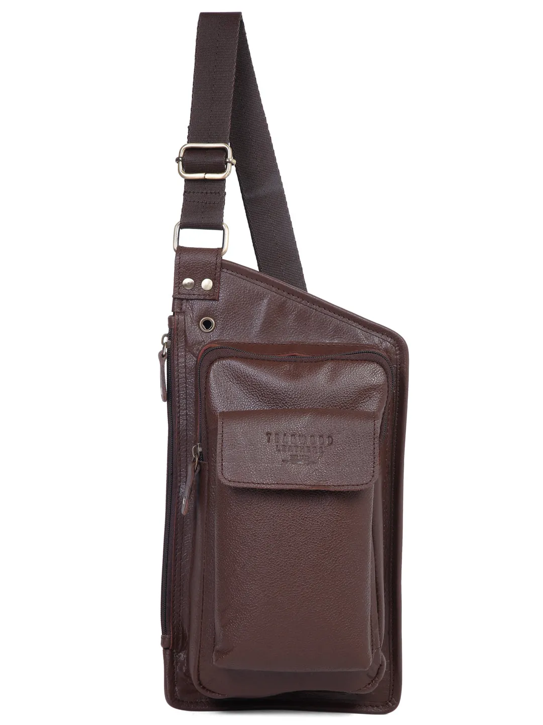 Teakwood Genuine Leather Cross Body Messenger Brown Bag