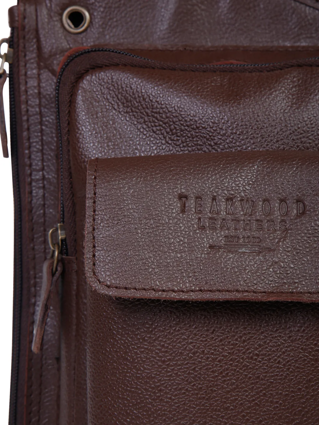 Teakwood Genuine Leather Cross Body Messenger Brown Bag