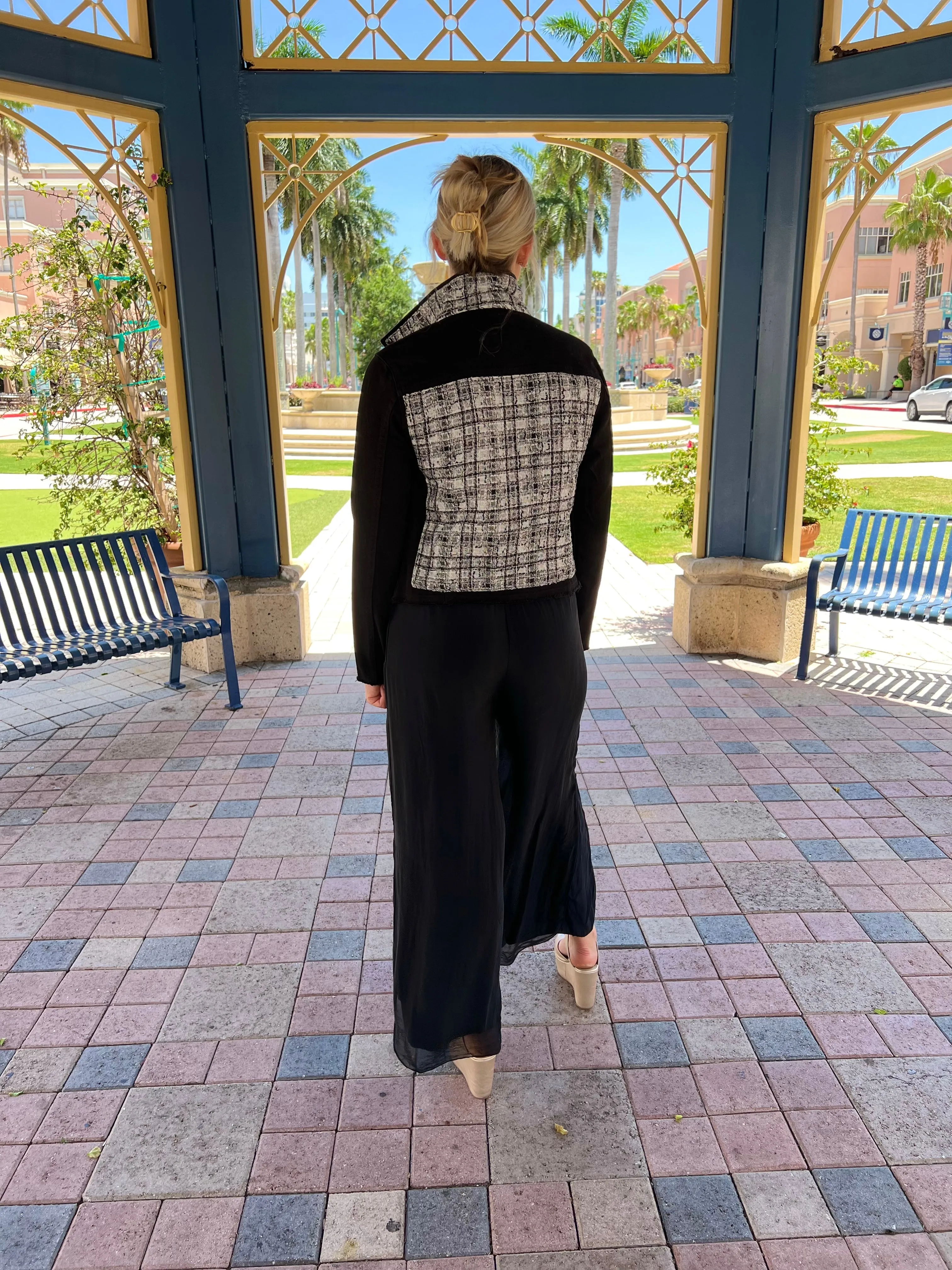 The Black Denim Jacket / Gray and Silver Tweed
