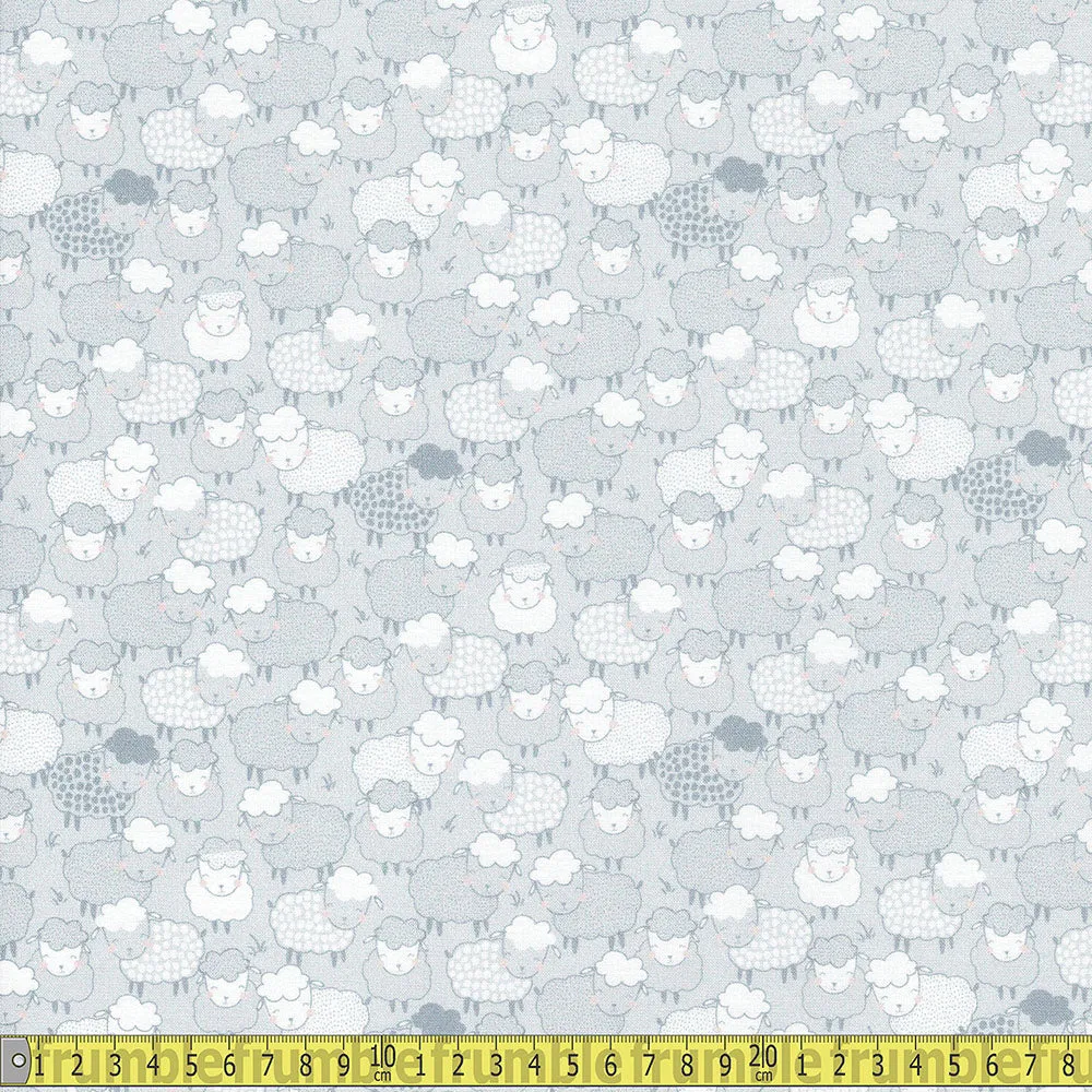 Timeless Treasures Fabric - Grazing Cute Sheep - Grey