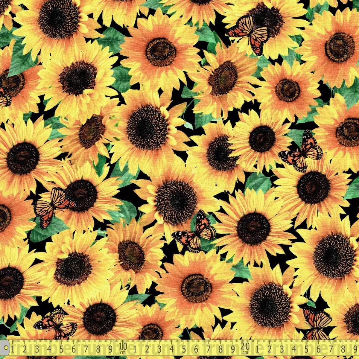 Timeless Treasures - Packed Sunflowers and Butterflies - Yellow