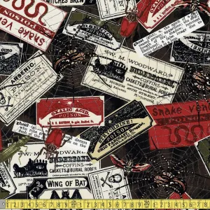 Timeless Treasures - Witches Labels - Multi