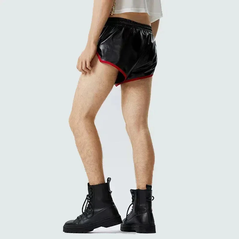 Trend4us Men's Shiny Patent Leather Retro Shorts