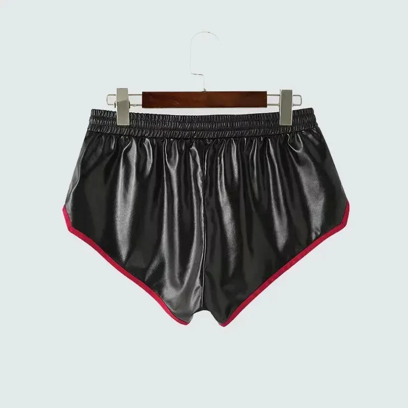 Trend4us Men's Shiny Patent Leather Retro Shorts