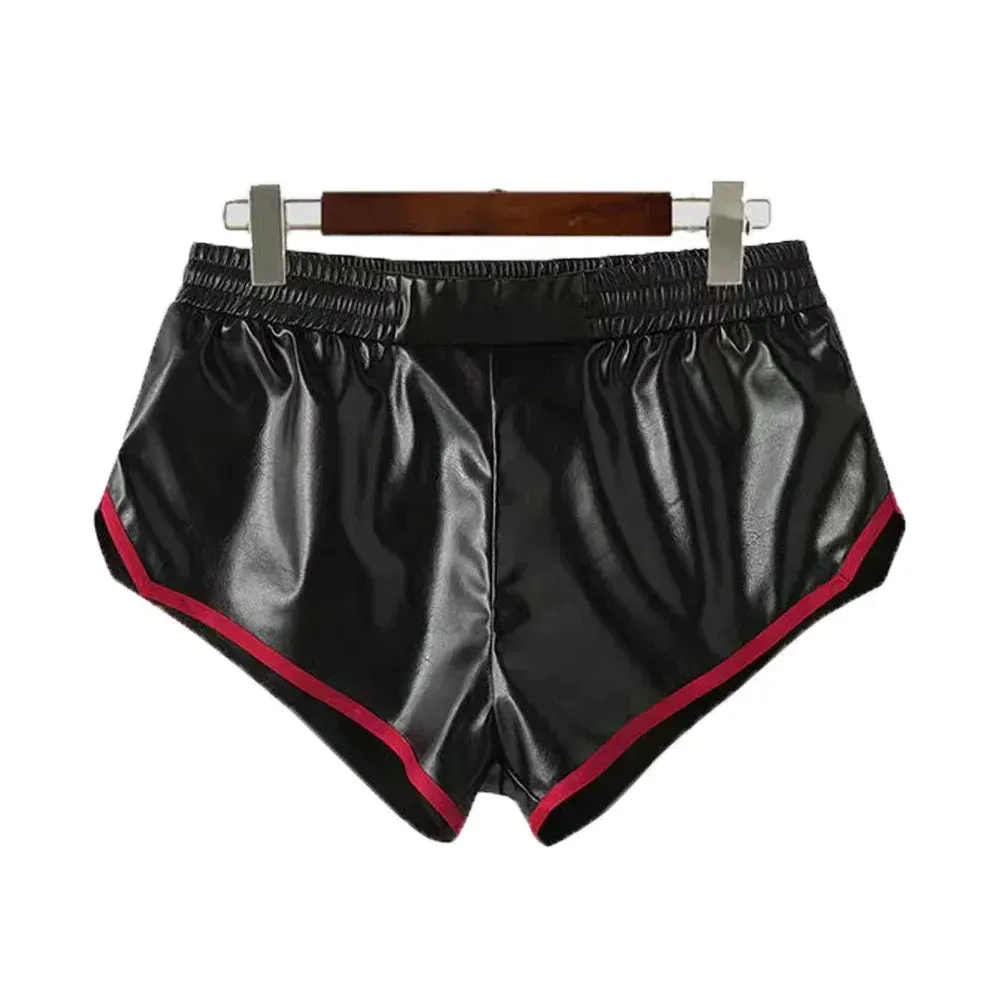 Trend4us Men's Shiny Patent Leather Retro Shorts