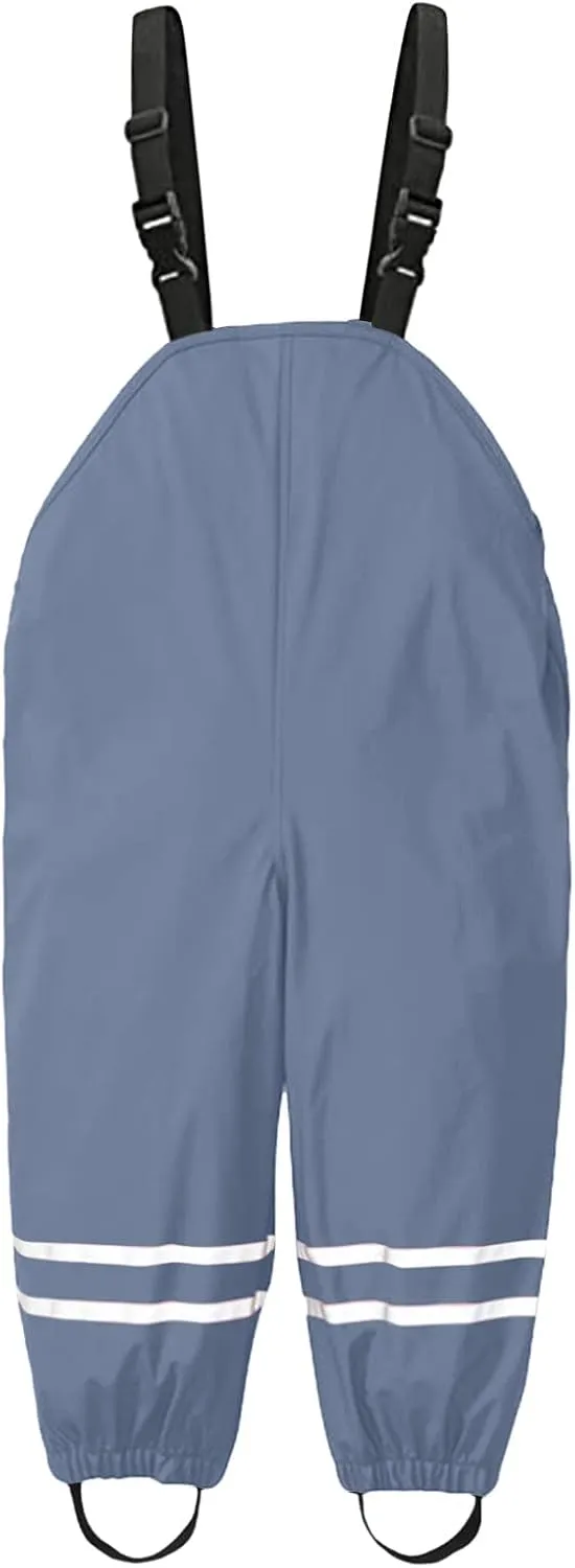 Unisex Rain Pants Suspender Waterproof Rain Trouser Lightweight Kids Overalls Toddler Rain Bib Trousers