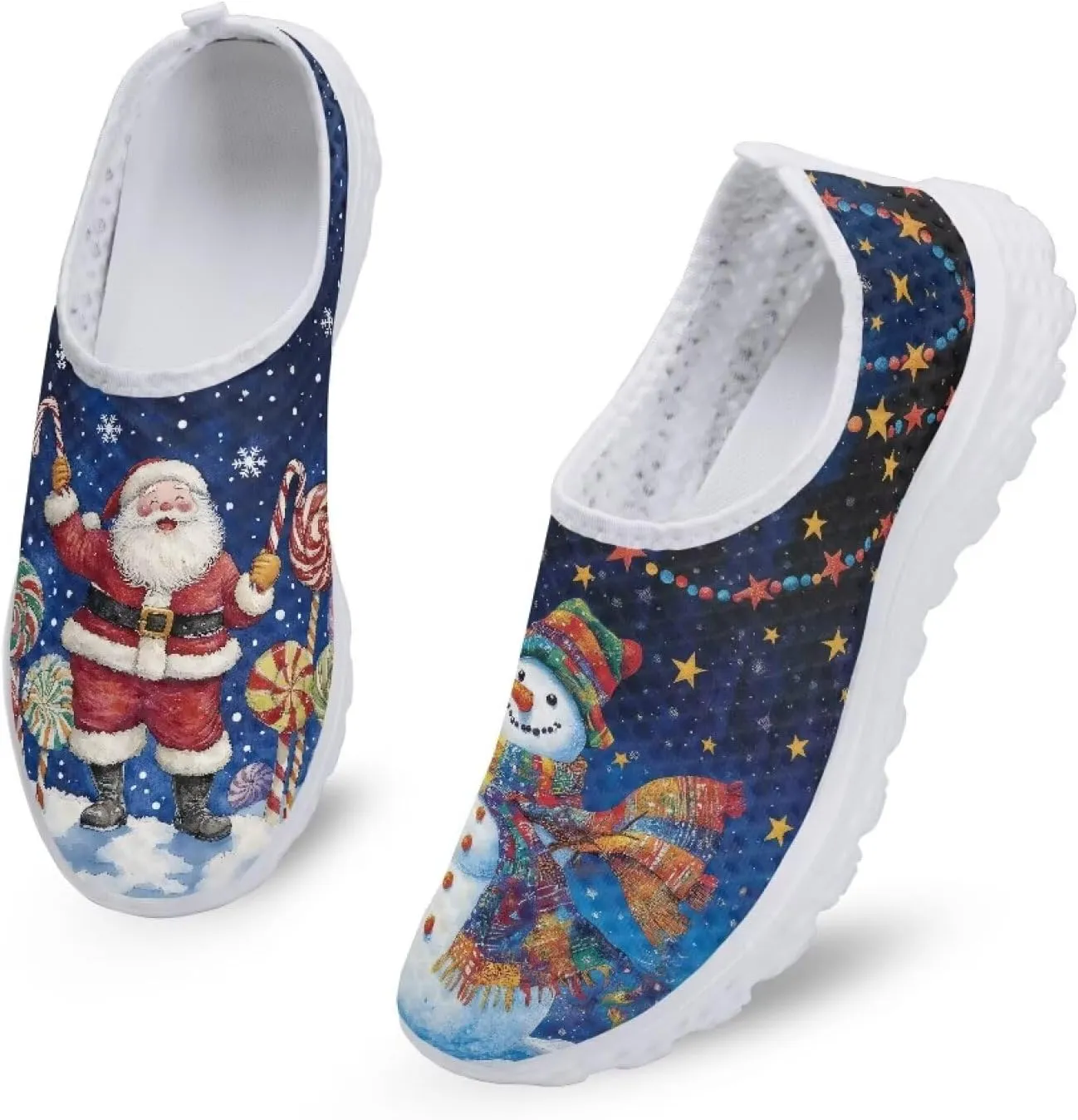 Uourmeti Christmas Shoes Sneakers for Women Casual Slip On Walking Xmas Shoes Size 5.5-11.5