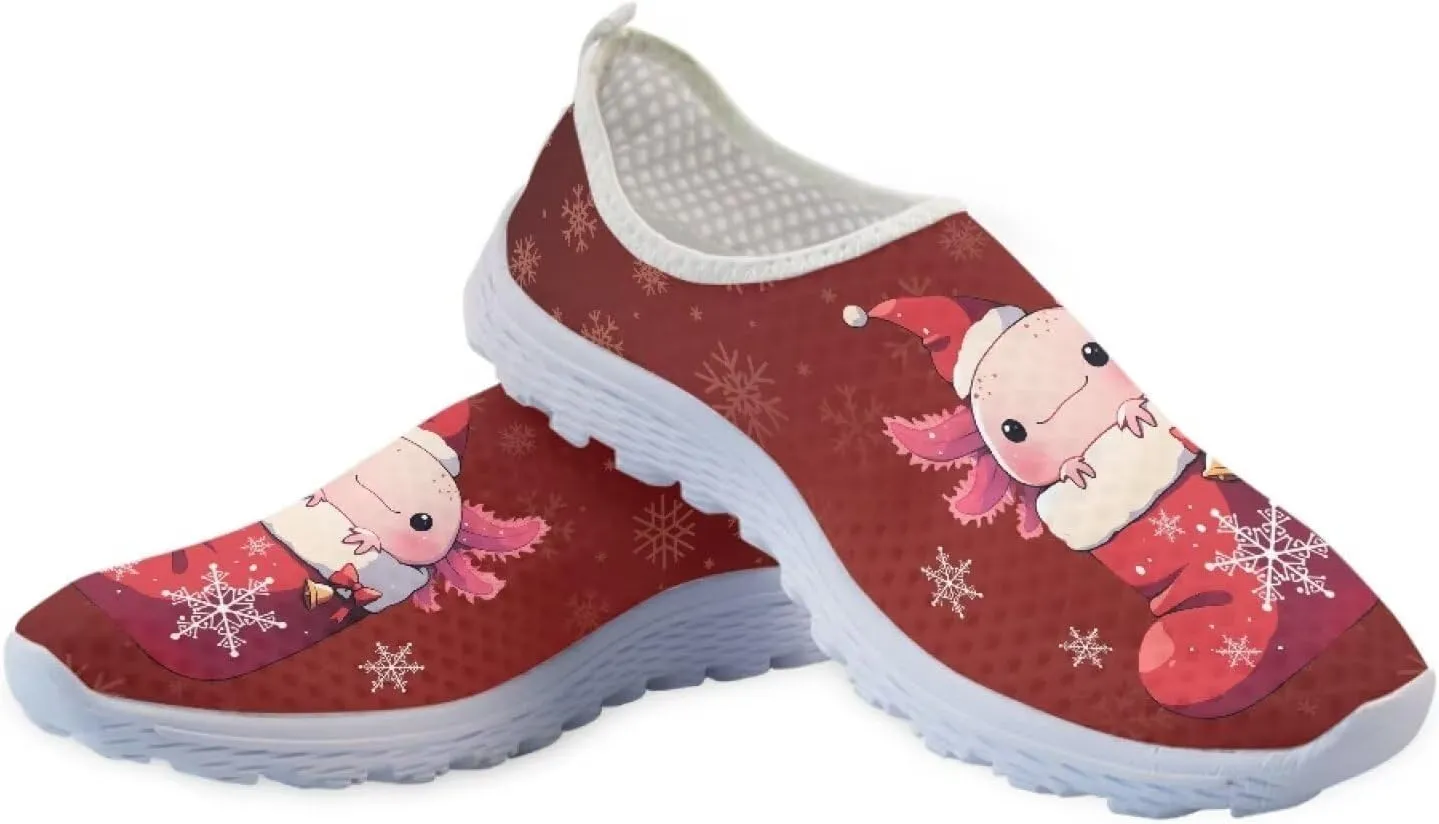 Uourmeti Christmas Shoes Sneakers for Women Casual Slip On Walking Xmas Shoes Size 5.5-11.5