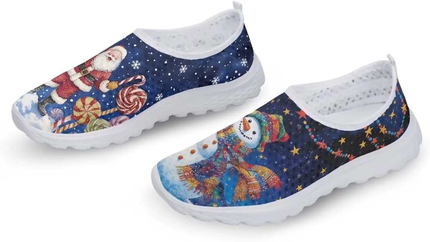 Uourmeti Christmas Shoes Sneakers for Women Casual Slip On Walking Xmas Shoes Size 5.5-11.5
