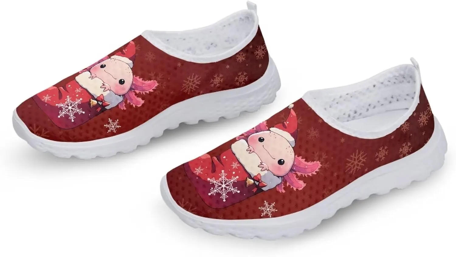 Uourmeti Christmas Shoes Sneakers for Women Casual Slip On Walking Xmas Shoes Size 5.5-11.5