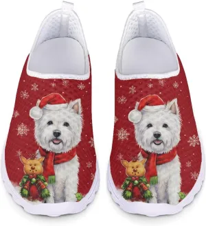 Uourmeti Christmas Shoes Sneakers for Women Casual Slip On Walking Xmas Shoes Size 5.5-11.5