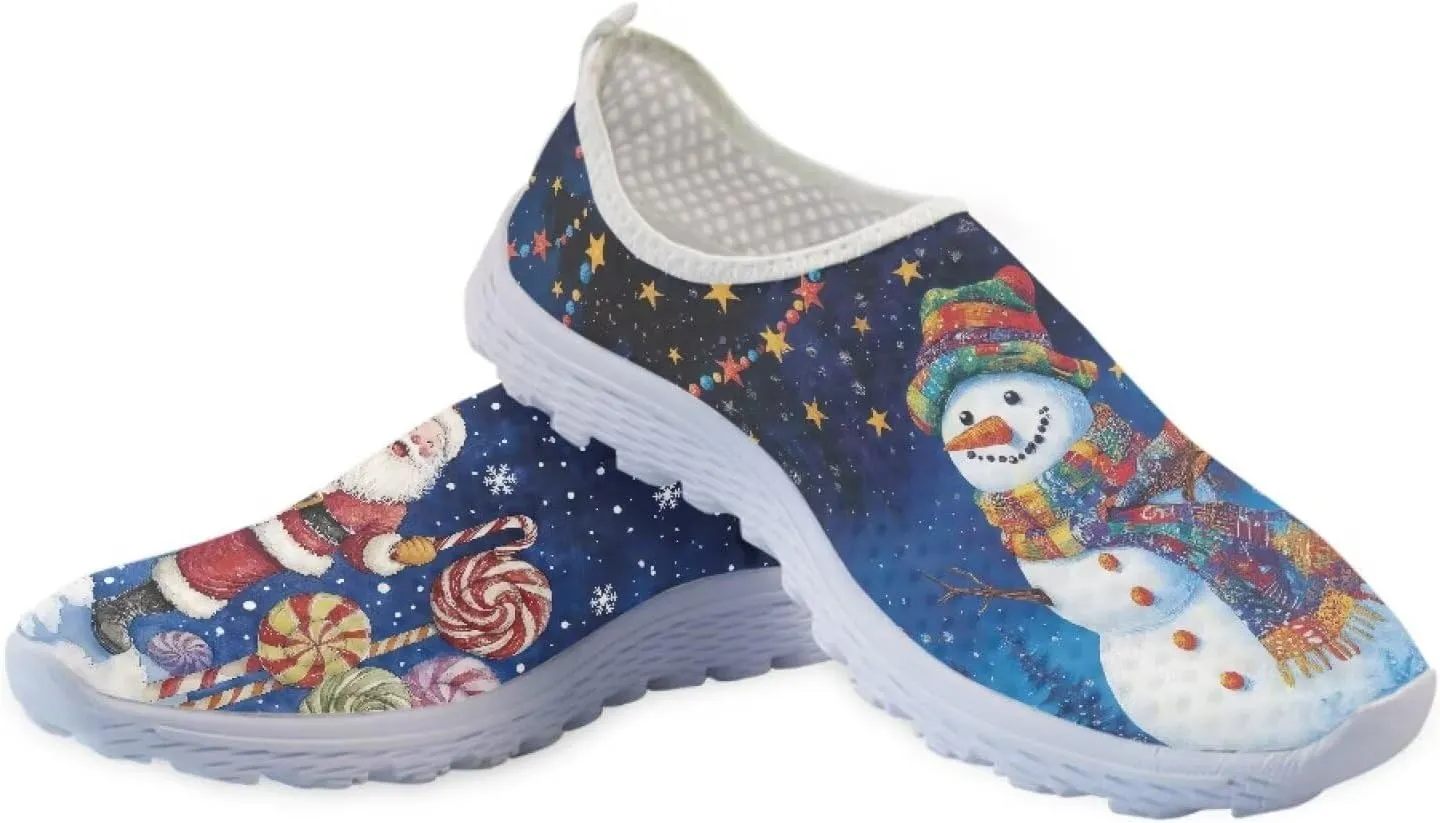 Uourmeti Christmas Shoes Sneakers for Women Casual Slip On Walking Xmas Shoes Size 5.5-11.5