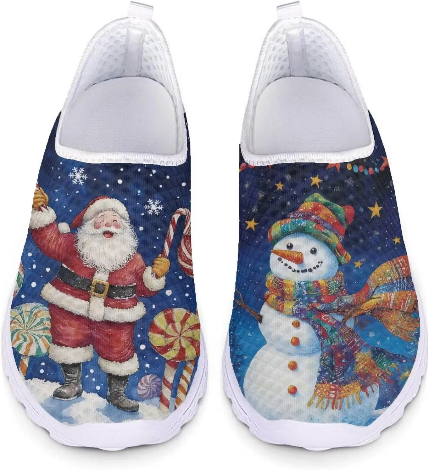Uourmeti Christmas Shoes Sneakers for Women Casual Slip On Walking Xmas Shoes Size 5.5-11.5
