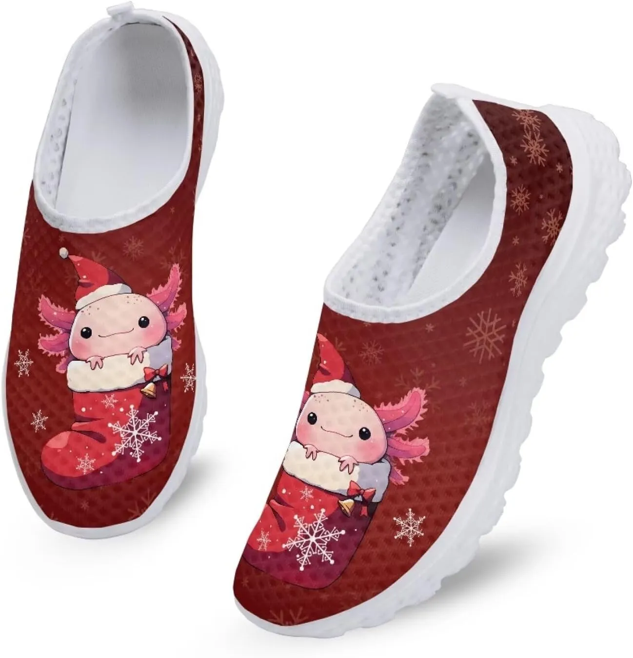Uourmeti Christmas Shoes Sneakers for Women Casual Slip On Walking Xmas Shoes Size 5.5-11.5