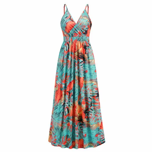 V-neck Bohemian Print Dress
