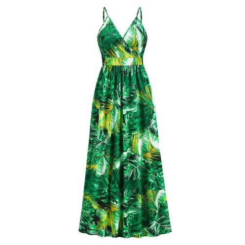 V-neck Bohemian Print Dress