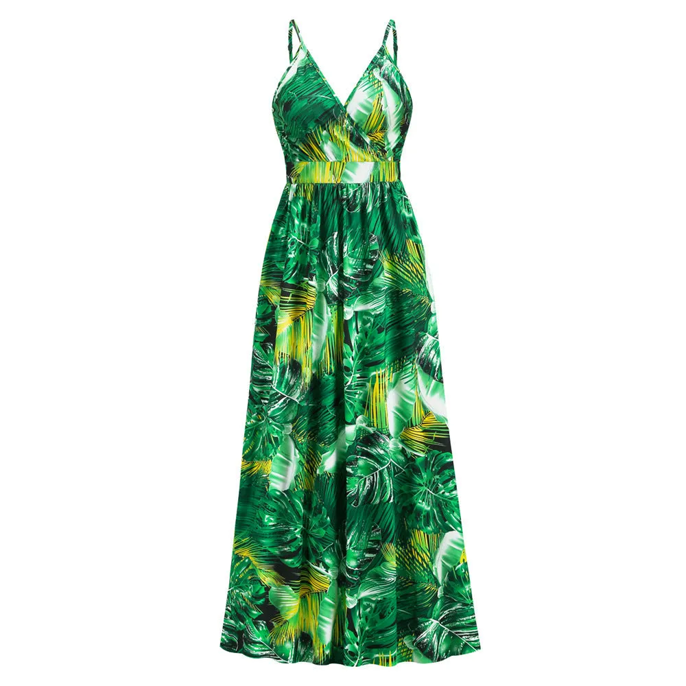 V-neck Bohemian Print Dress