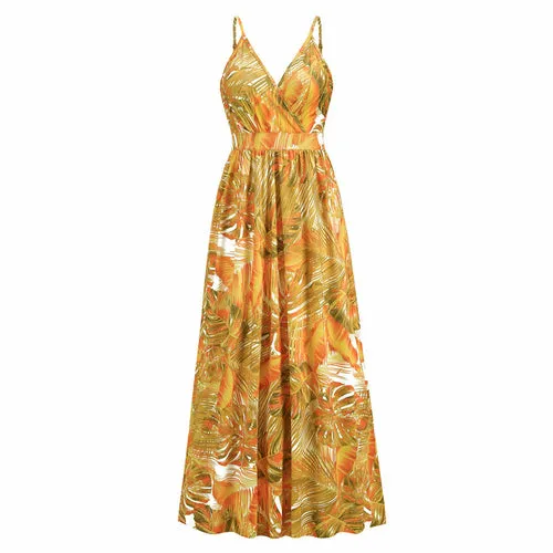 V-neck Bohemian Print Dress