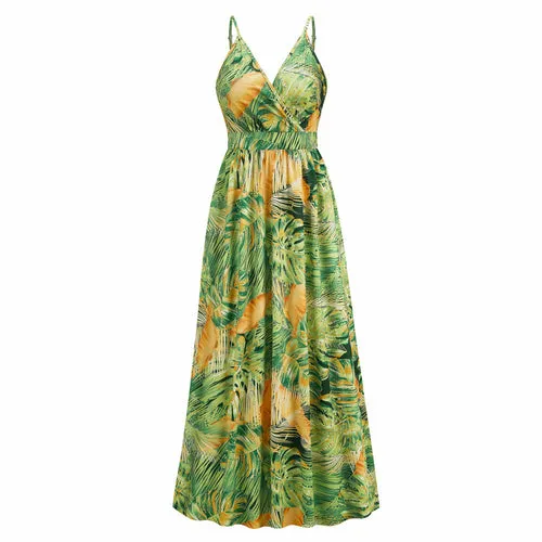 V-neck Bohemian Print Dress