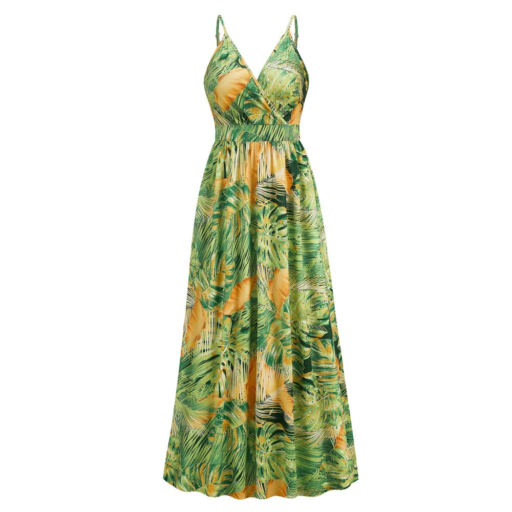 V-neck Bohemian Print Dress