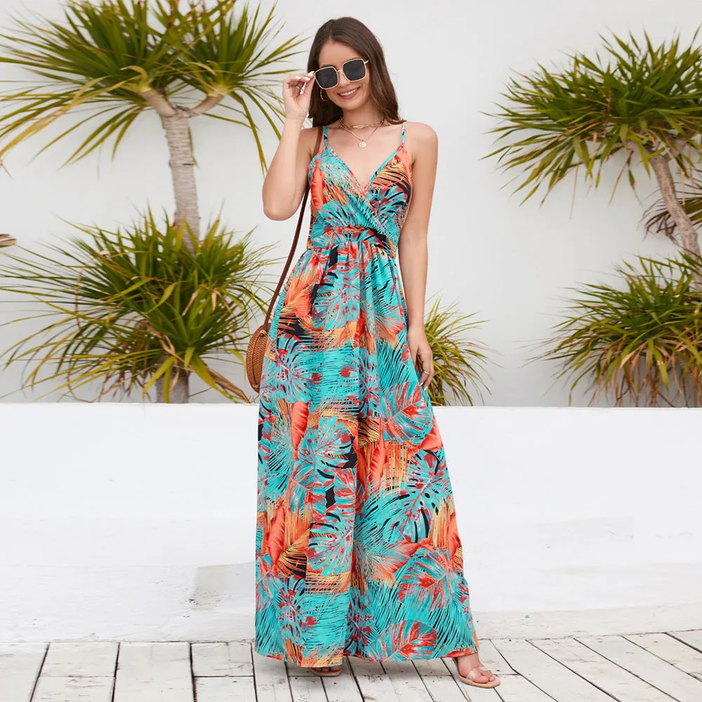 V-neck Bohemian Print Dress