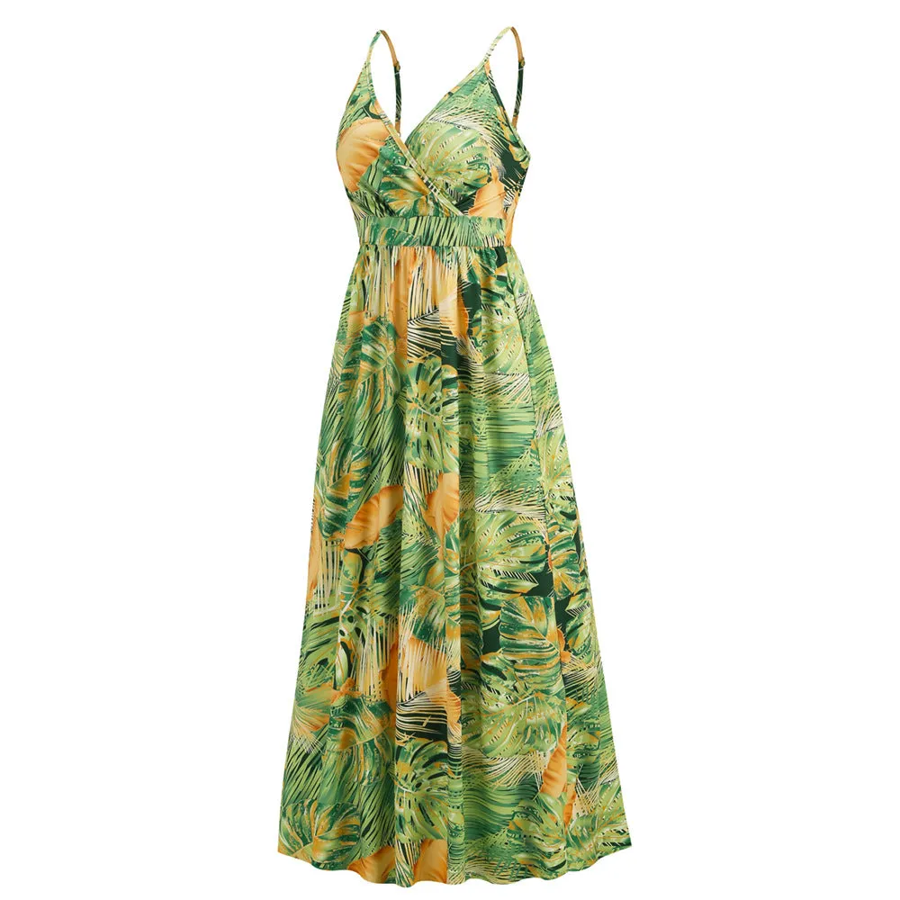 V-neck Bohemian Print Dress