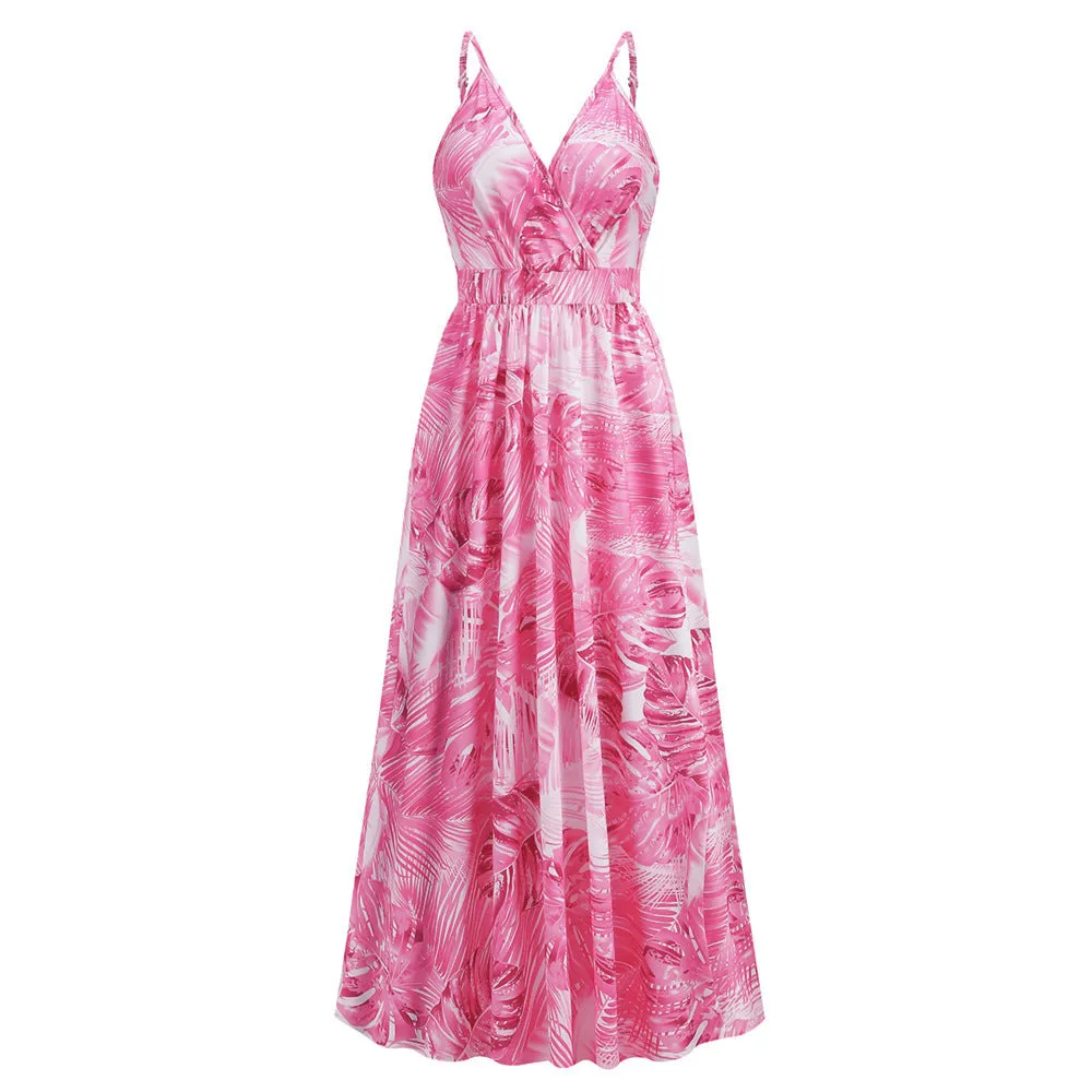 V-neck Bohemian Print Dress