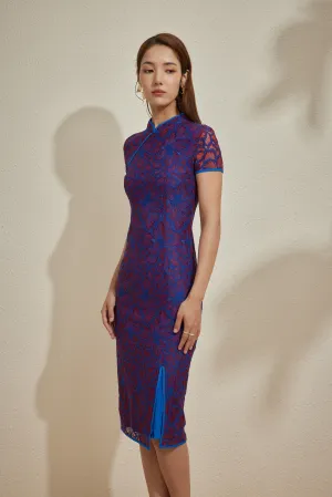 VINTAGE HSI SHIH IN COBALT PEONY