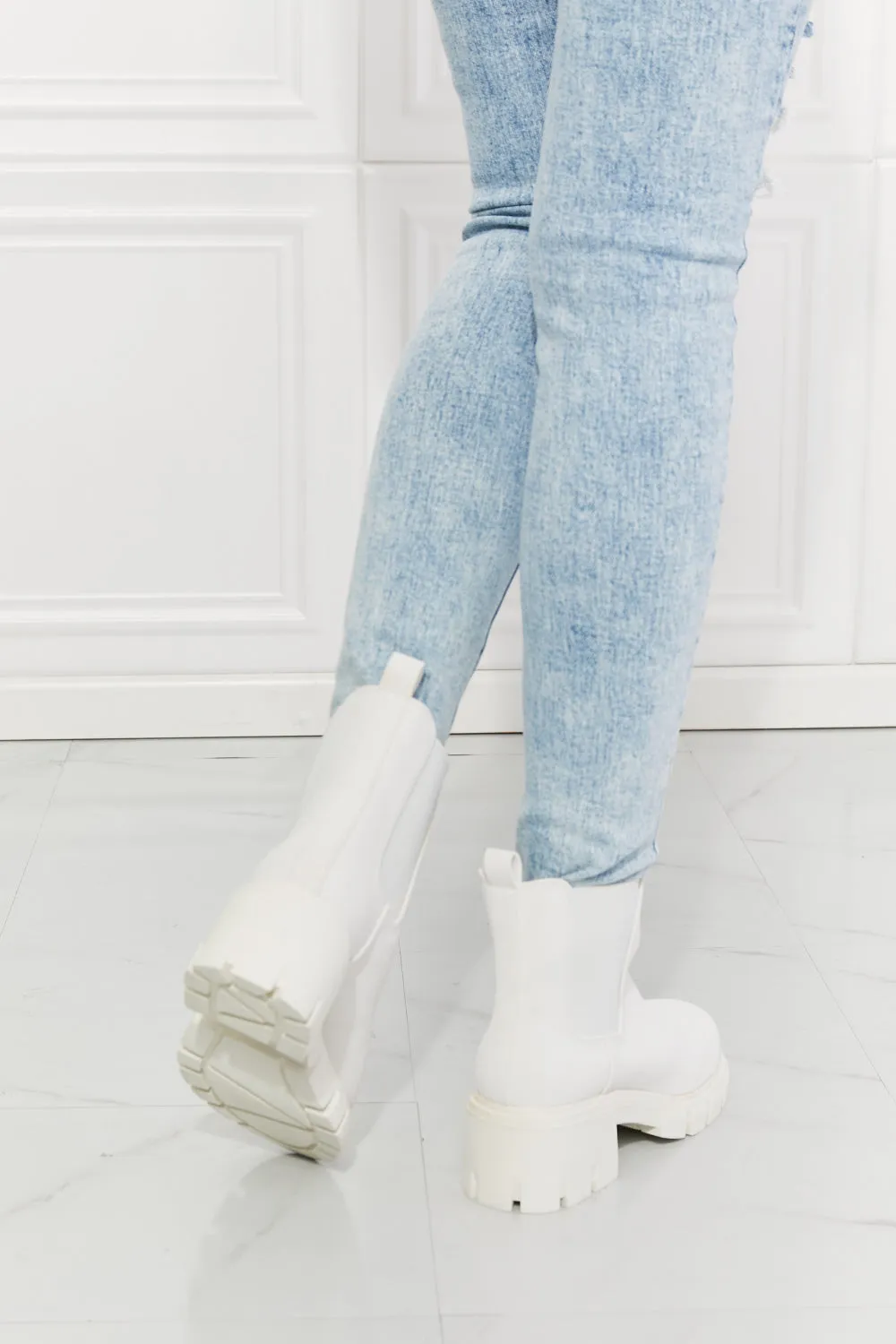Work For It Matte Lug Sole Chelsea Boots-White