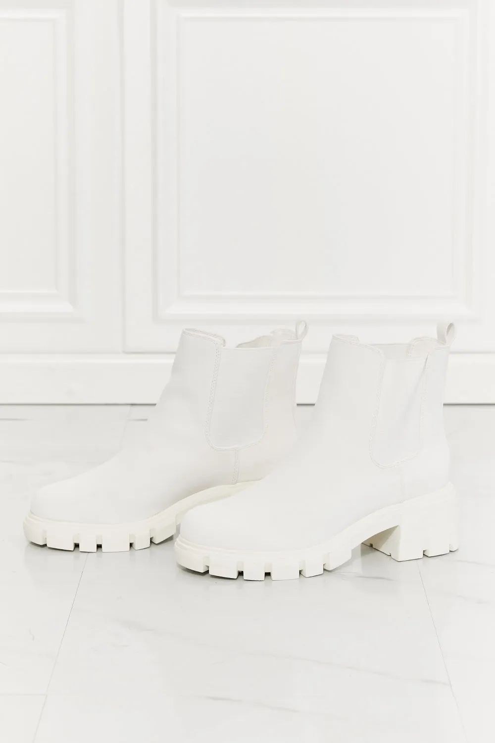 Work For It Matte Lug Sole Chelsea Boots-White