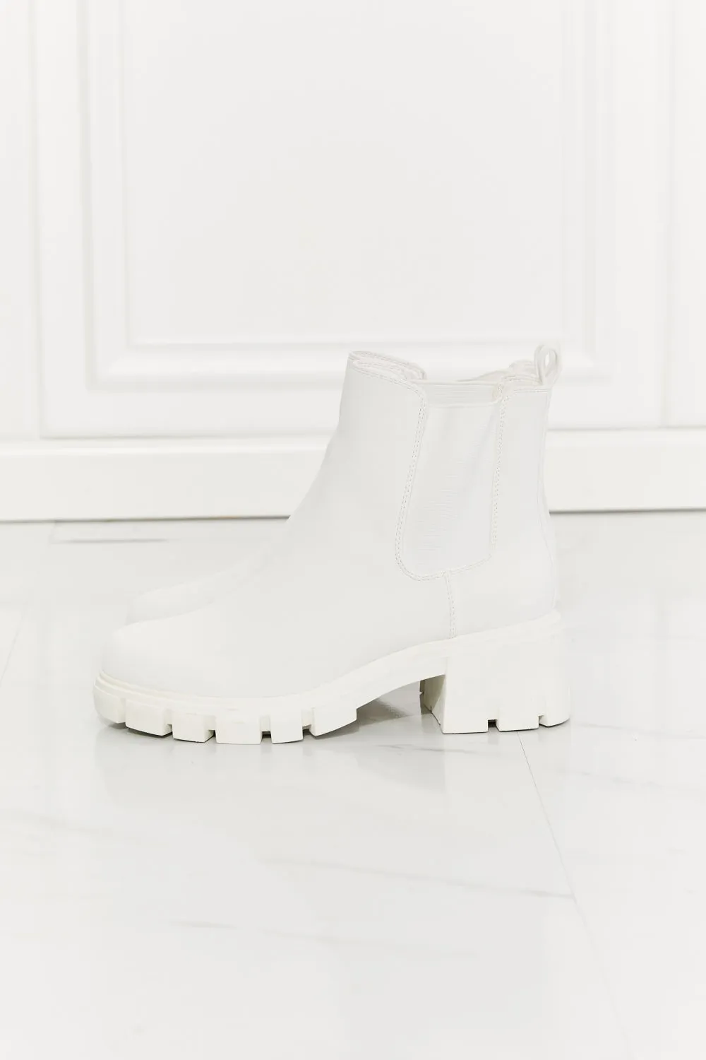 Work For It Matte Lug Sole Chelsea Boots-White