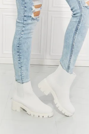 Work For It Matte Lug Sole Chelsea Boots-White