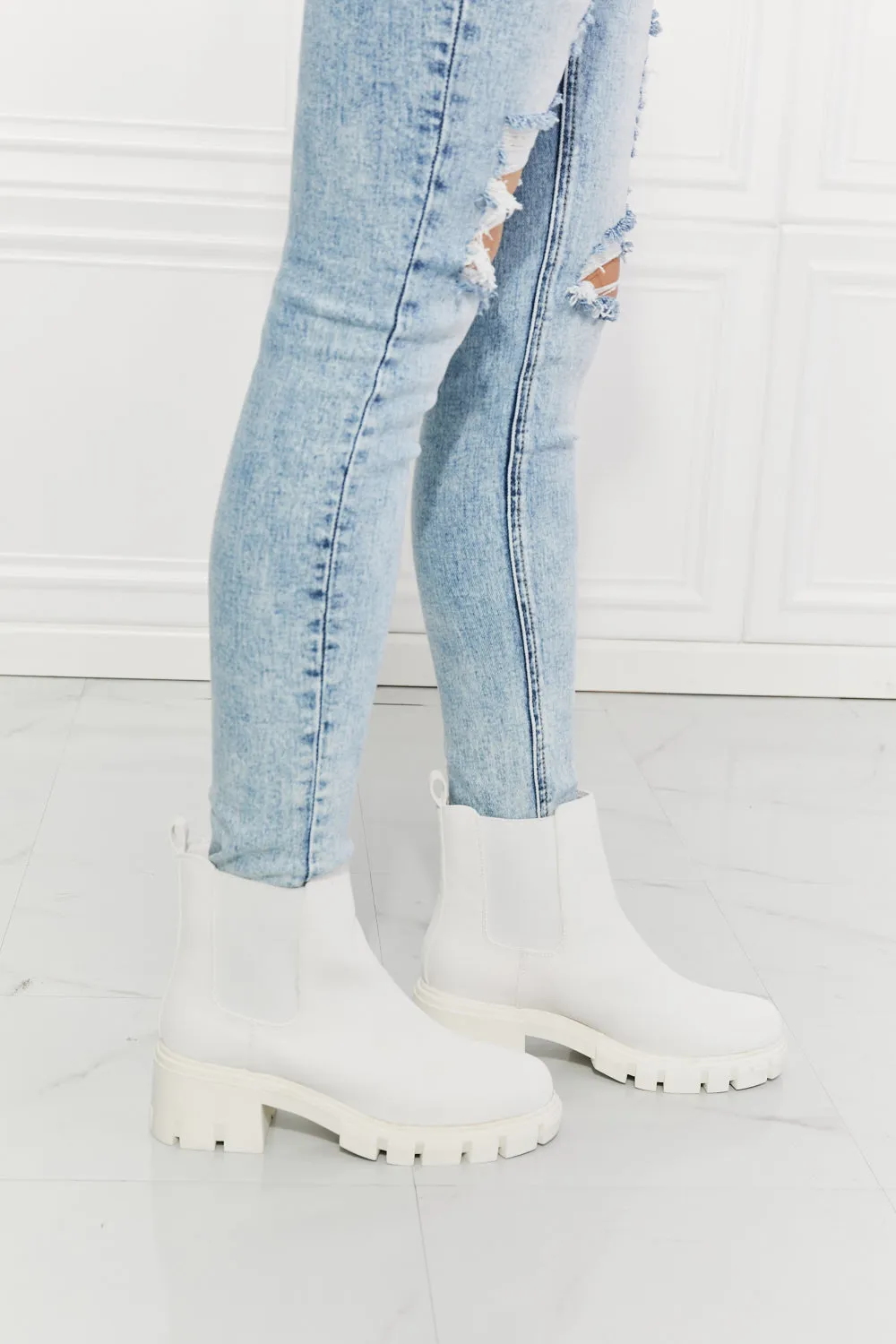 Work For It Matte Lug Sole Chelsea Boots-White