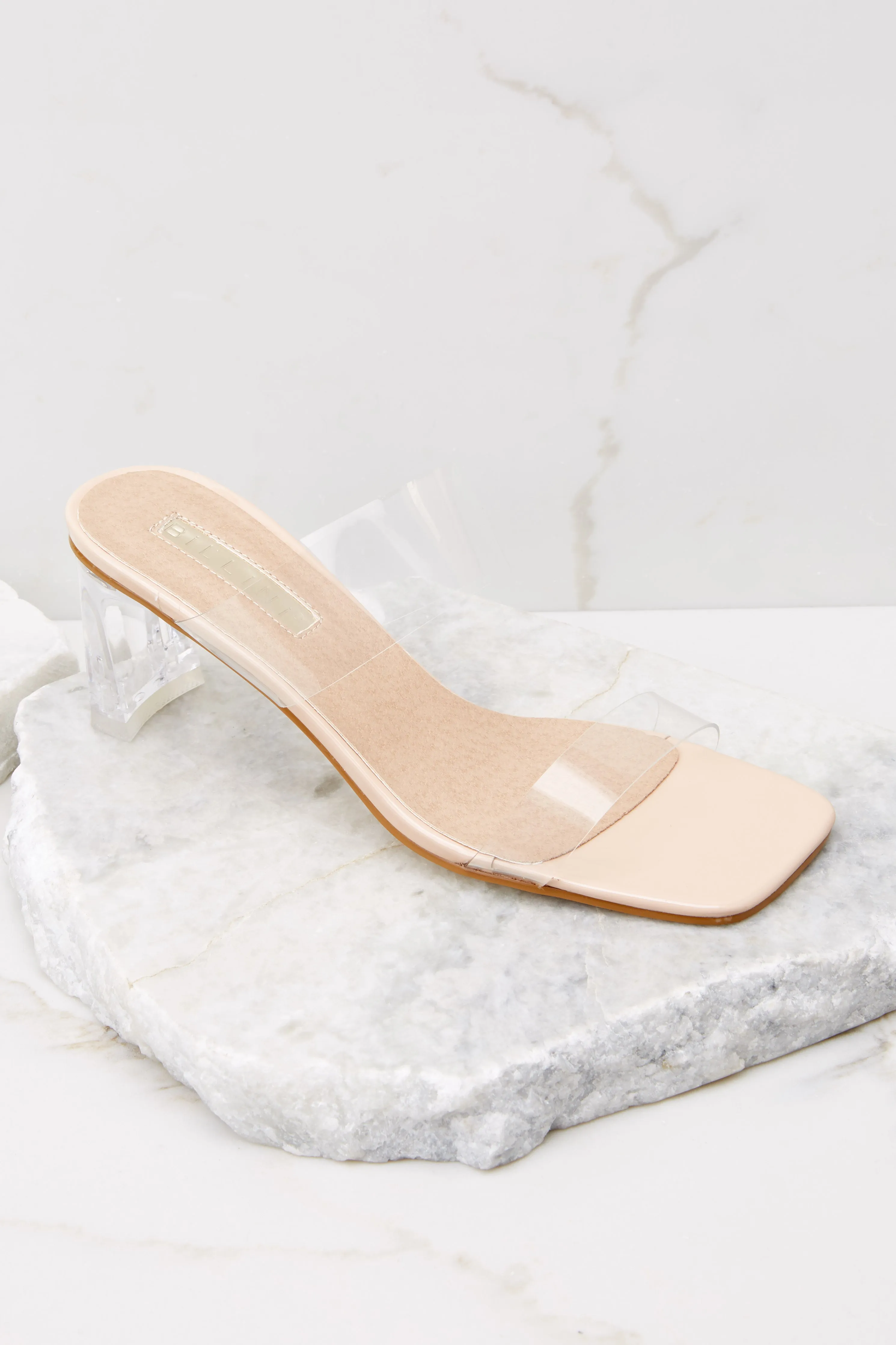 Xenia Nude Patent Clear Heels