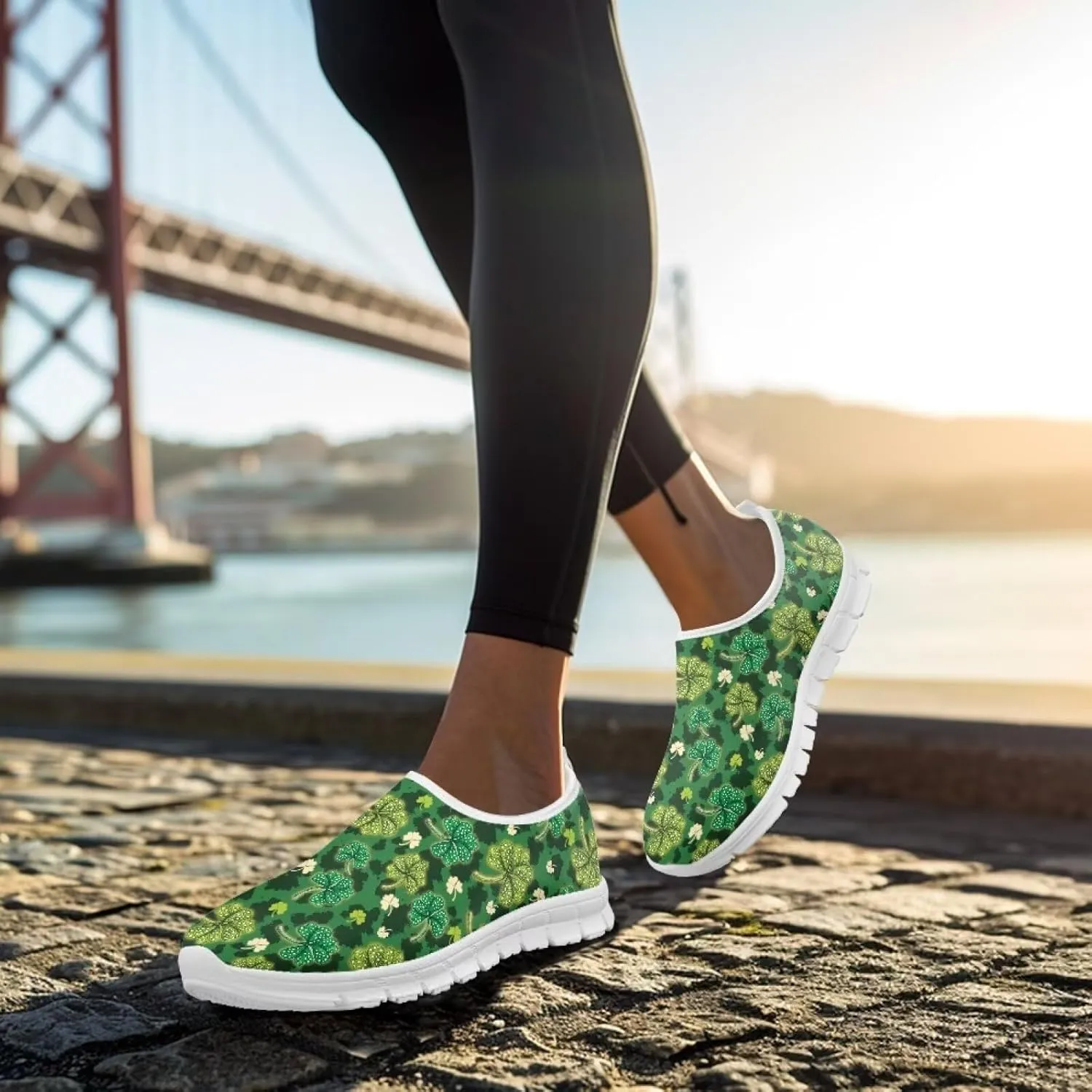 Xpyiqun St Patricks Day Sneakers for Women Size 5.5-11.5 Slip On Sneaker Womens Mesh Road Running Shoes Walking Loafer