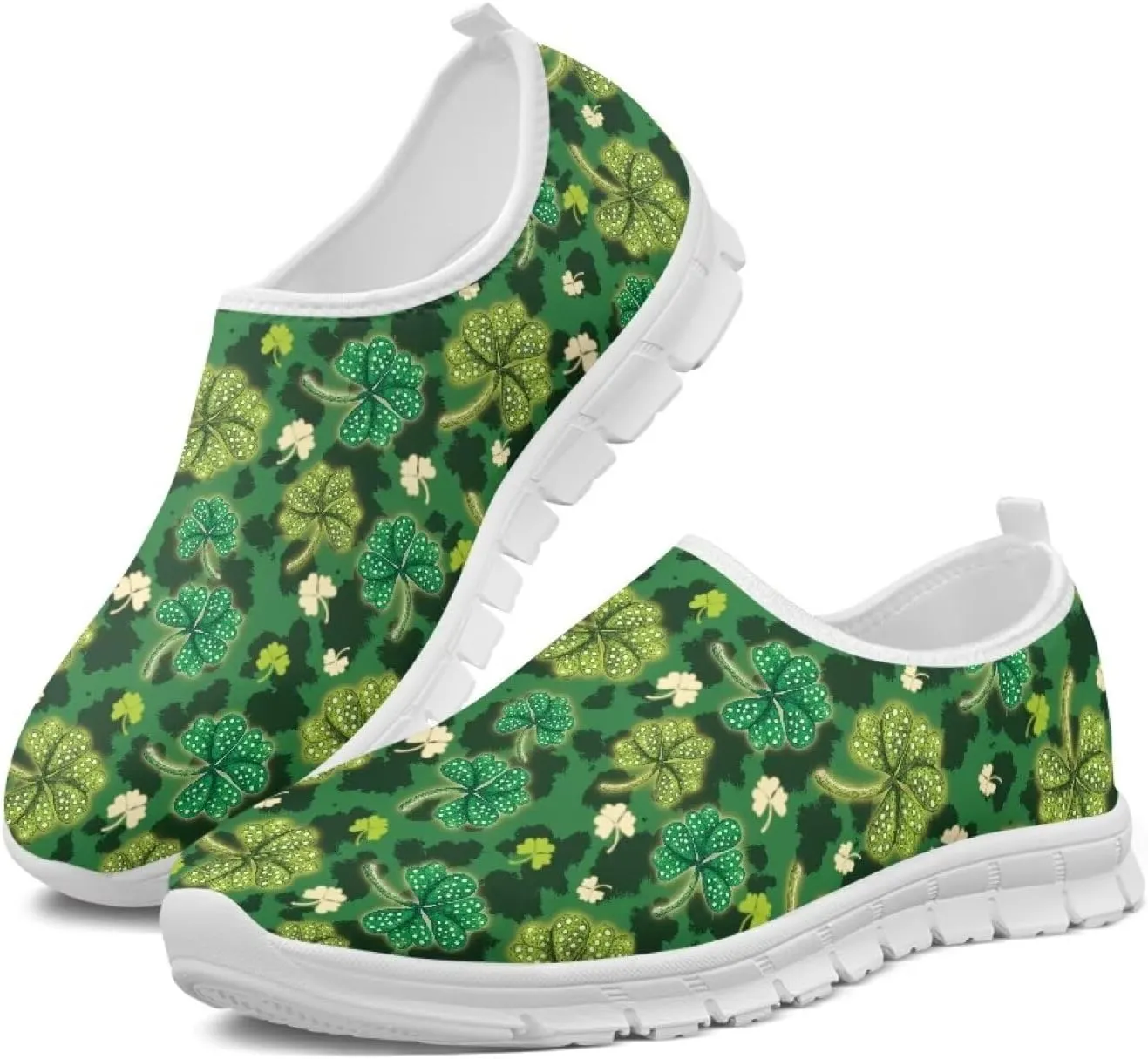 Xpyiqun St Patricks Day Sneakers for Women Size 5.5-11.5 Slip On Sneaker Womens Mesh Road Running Shoes Walking Loafer